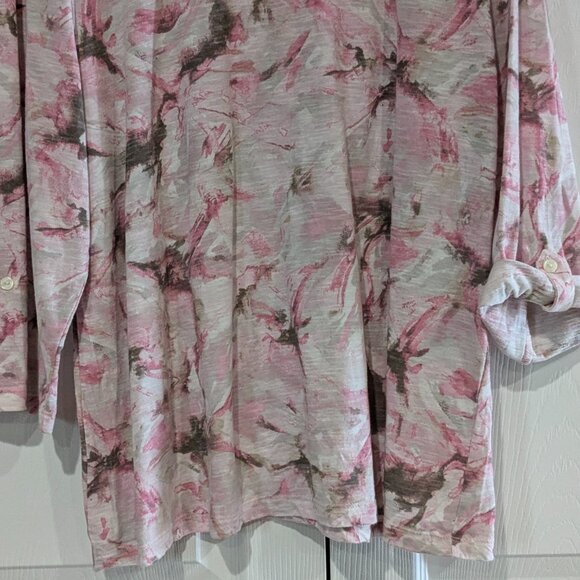 Chico's Women's Tie-Dye Scoop Neck Blouse, Pink, Size 3 (Large), 100% Cotton - Picture 4 of 10